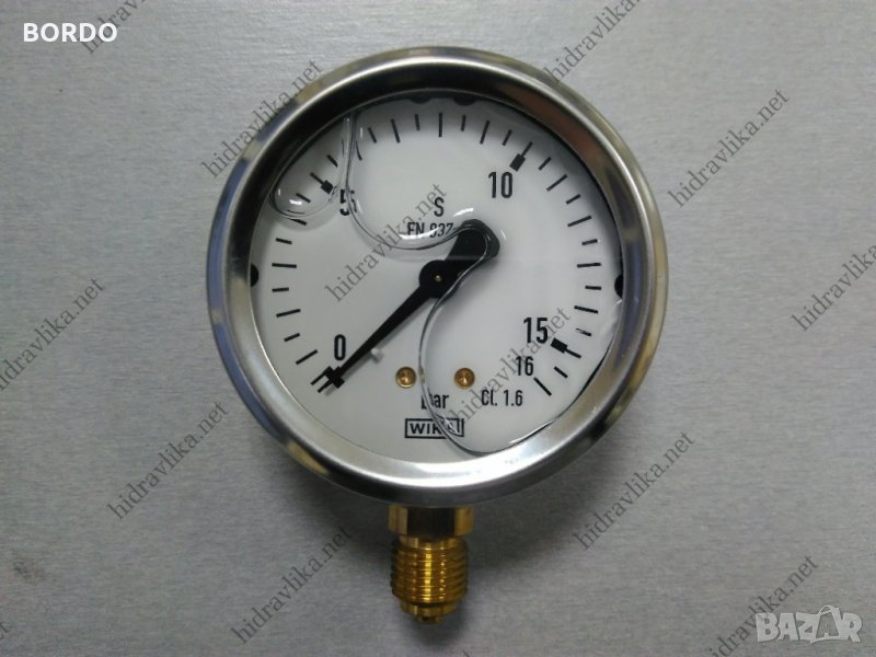 Манометър с глицерин WIKA - Ф63/0-16 bar (радиален), снимка 1