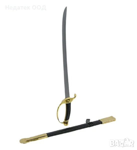 Играчка, Мускетарски меч, Черно, злато, 65 см, снимка 1
