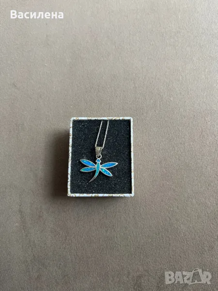 Сребърно колие водно конче, снимка 1