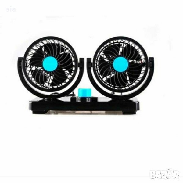 Вентилатор за кола или камион, 11см., 12V или 24V волта, двоен, с две перки, снимка 1