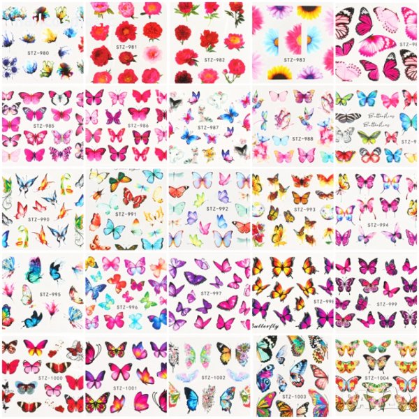 Цветни ваденки цветя за маникюр, снимка 1