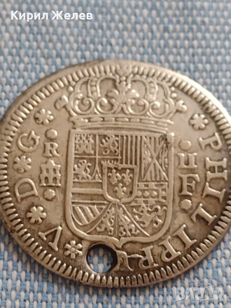 Сребърна монета 2 реала 1723г. Филип пети Сеговия Испания 28827, снимка 1