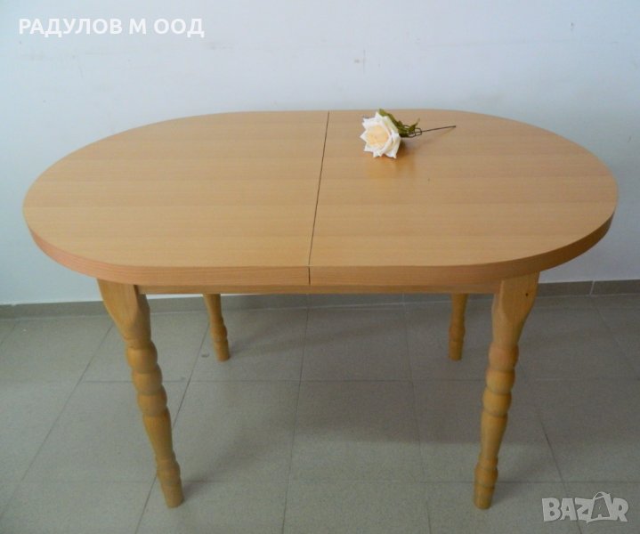 НАЛИЧНА ИЛИ ПО ПОРЪЧКА - Разтегателна трапезна маса със стругован крак 80*120, снимка 1