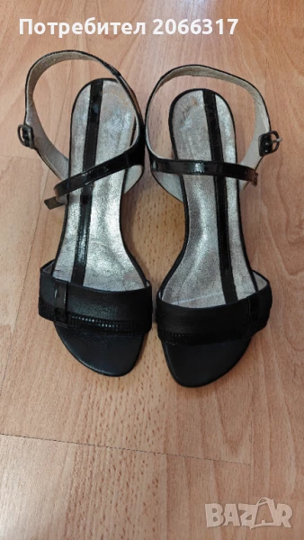 Дамски сандали от естествена кожа, черни, снимка 1