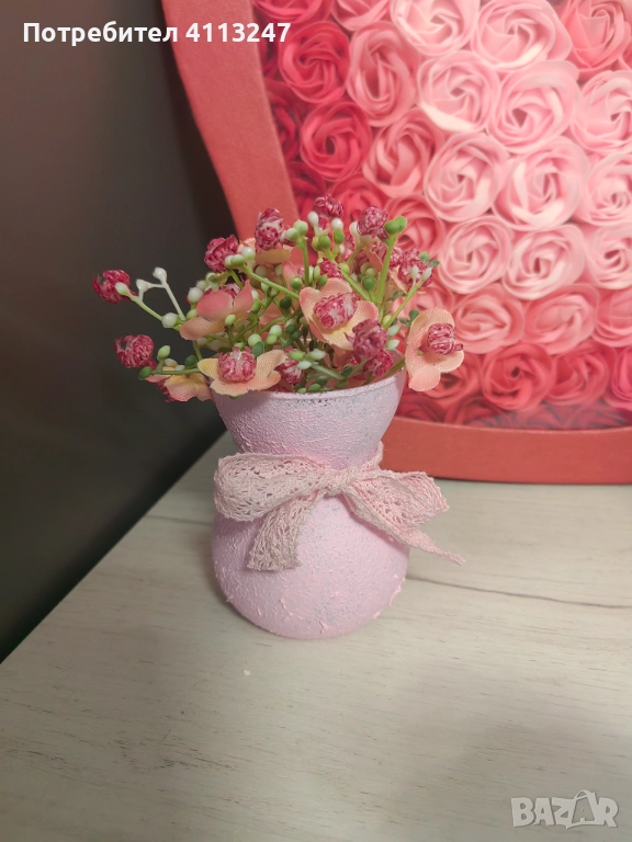 Ръчно изработени стъклени вазички с цветя , снимка 1