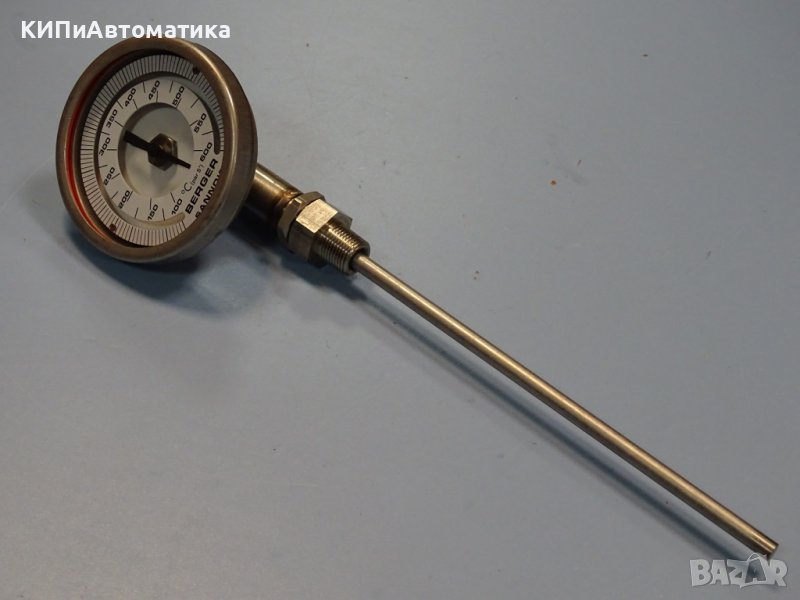 биметален термометър Berger Sannois ф115mm, +100/+600°C, L-250mm, снимка 1