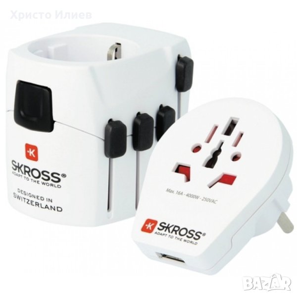 Travel Адаптер Преходник SKROSS WORLD PRO + USB, снимка 1
