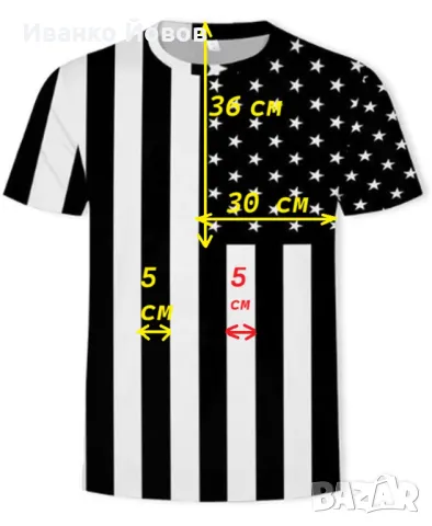 Тениска, t-shirt с модерен, небрежен стил,  в класическо черно и бяло с бели звезди, снимка 6 - Блузи - 46373881