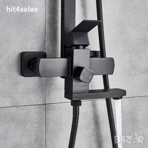 Комплект душ колона, стенен монтаж, двойно управление, керамика, 131-200 мм, черна, снимка 5 - Други стоки за дома - 54072591