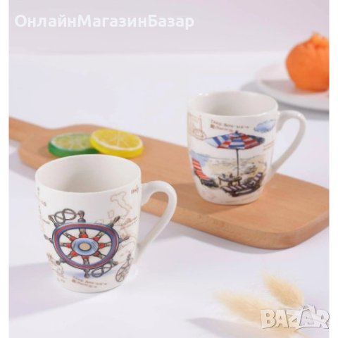 Порцеланова чаша за чай 300ML - морски мотиви, снимка 2 - Чаши - 44179385