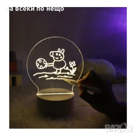 3D LED нощна лампа - табло за съобщения, снимка 5 - Настолни лампи - 53164976