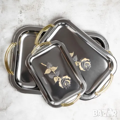 Подноси за сервиране 3 бр. Bohmann, Неръждаема стомана, снимка 1