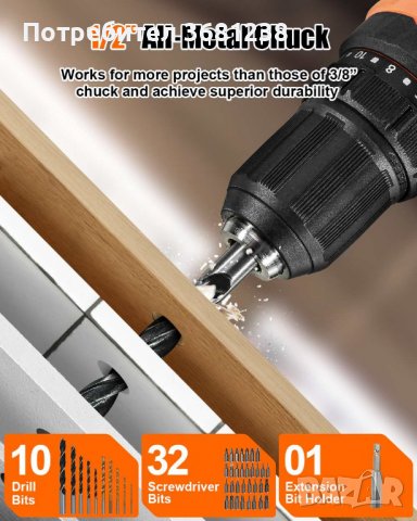 Безчетков винтоверт TOPSHAK TS-ED4 20V 13 мм. 45NM, снимка 14 - Винтоверти - 40110641