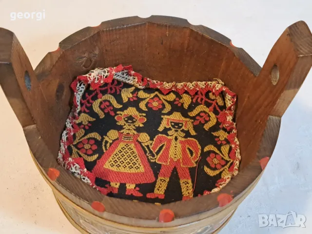 дървено ръчноизрисувано ведро панер   20/1, снимка 3 - Декорация за дома - 49109030