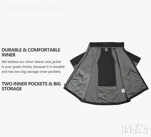 Леко мъжко яке Little Donkey Andy Softshell, ветроустойчиво яке с къс ръкав, спортна жилетка, снимка 6 - Якета - 56134302