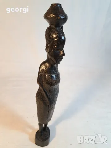 африканска абаносова статуетка дърворезба 2/1, снимка 2 - Статуетки - 48857709