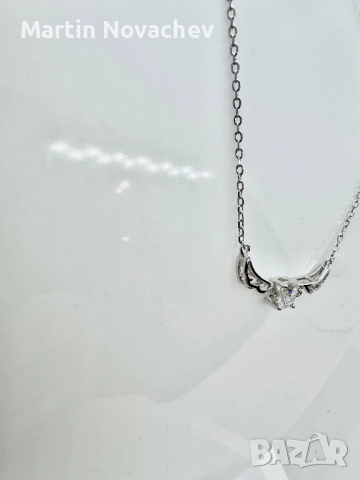 Сребърно колие с мойсанит (Диамант) 0.5 карата, снимка 4 - Колиета, медальони, синджири - 52619349