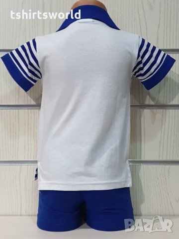 Ново детско комплектче: тениска с яка и трансферен печат Платноход+шорти, от 2-4 години, снимка 2 - Детски комплекти - 33899228