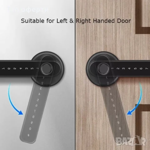 Секретна смарт брава Tuya, универсална, WiFi, 4xAAA захранване, Пръстов отпечатък, Парола, Ключ, снимка 4 - Ключове - 51176544