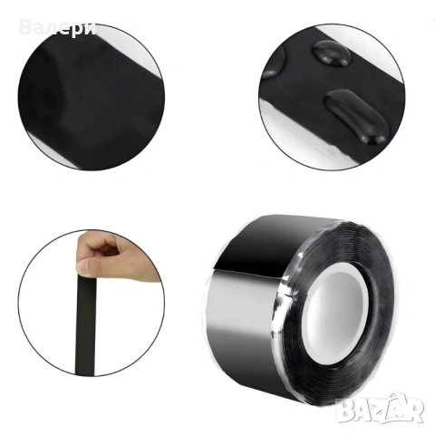 Самозалепваща се силиконова уплътнителна лента черна 25 мм x 3 м, снимка 8 - Други инструменти - 53215422