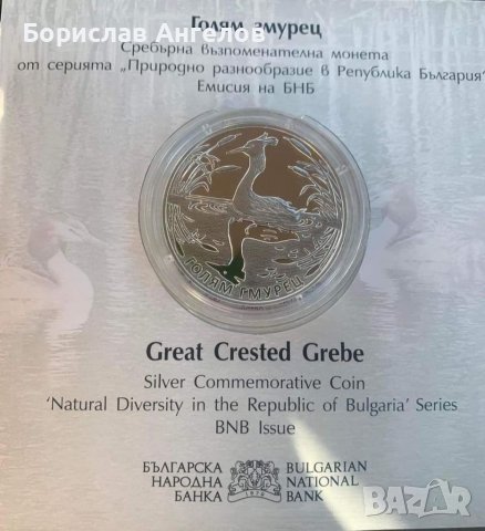 Сребърна монета- Голям гмурец!!! , снимка 3 - Нумизматика и бонистика - 38169845