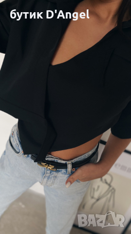 Cropped shirt with details, снимка 3 - Корсети, бюстиета, топове - 44934336