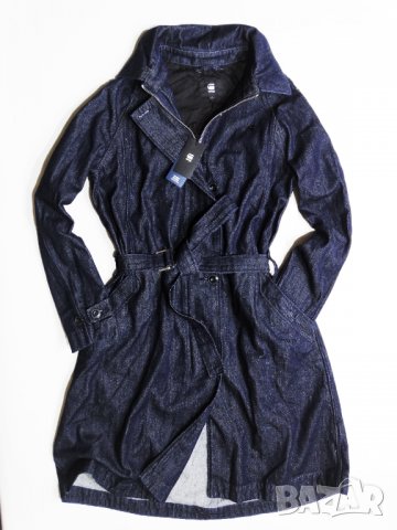 НОВИ и Намалено G-star Minor Denim Classic Trench Дамско Дънково Дълго Яке Дънков Тренч Размер S и M, снимка 1 - Якета - 37622196