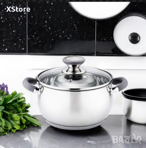 Тенджера Voltz, различна съвместимост, сиви/червени дръжки, Неръждаема стомана, снимка 4 - Съдове за готвене - 52507656