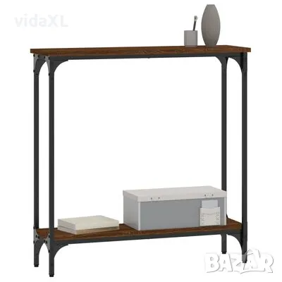 vidaXL Конзолна маса, кафяв дъб, 75x22,5x75 см, инженерно дърво(SKU:834024), снимка 3 - Маси - 49207755