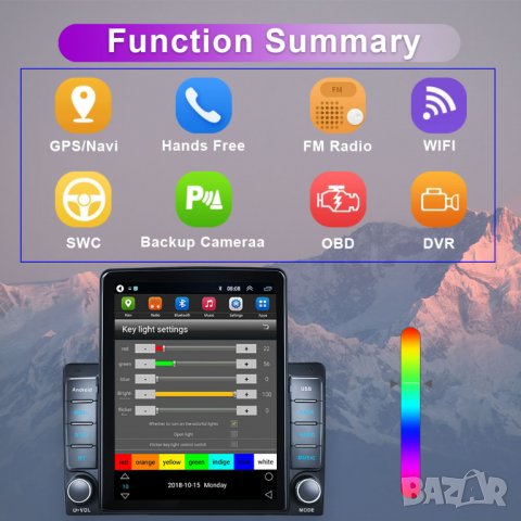 Мултимедия, за кола, тип Tesla, MP3, MP5, плеър, двоен дин, за автомобил, Андроид, Android навигация, снимка 5 - Аксесоари и консумативи - 34140330