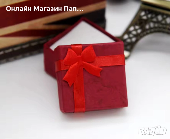 Хартиена кутия с панделка – за пръстени и обеци, снимка 3 - Други - 52352507