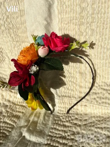 Аксесоар за коса, диадема с цветя, снимка 7 - Аксесоари за коса - 47800216