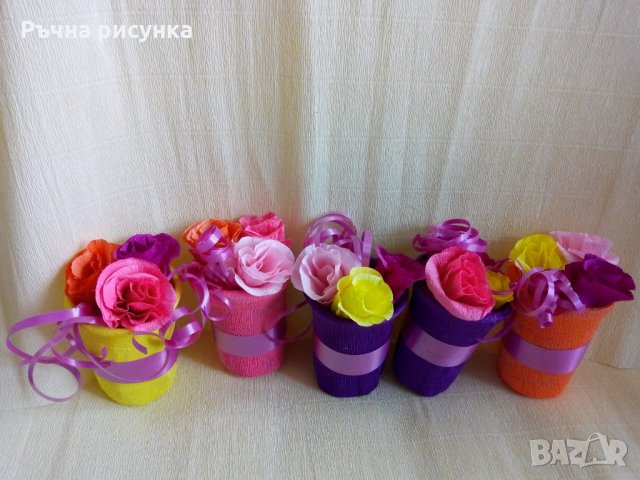 Вазичка с три рози-2лв, снимка 10 - Декорация за дома - 31985560