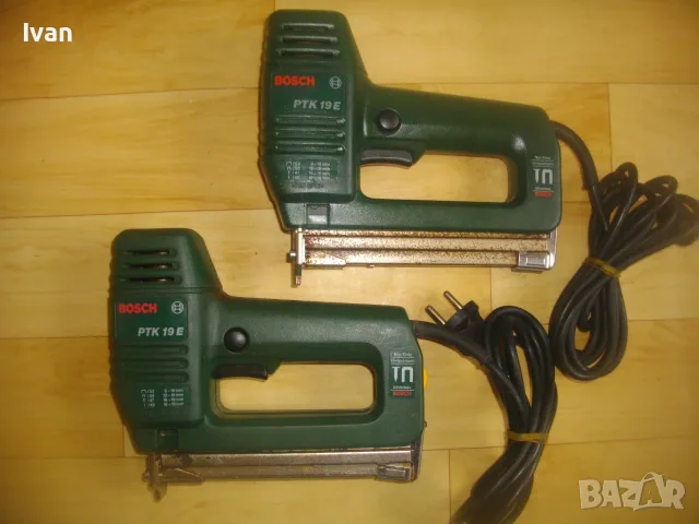BOSCH PTK19E НЕМСКИ ОРИГИНАЛ СТАРО КАЧЕСТВО ЕЛ. ТАКЕР БОШ КОМБИНИРАН С ЕЛ. КОНТРОЛ И РЕГУЛАЦИЯ УДАР, снимка 2 - Други инструменти - 56121558