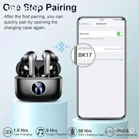 Нови Безжични Bluetooth 5.3 слушалки, 48 часа, шумопотискане, IP7 водоустойчиви, снимка 4 - Bluetooth слушалки - 49444805