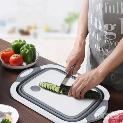Многофункционална сгъваема дъска за рязане - леген с тапа, снимка 4 - Аксесоари за кухня - 53931730