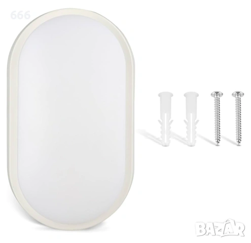 18 W LED 4000 K IP65 Овална стенна лампа с бяла рамка за вътрешна и външна употреба, снимка 7 - Други - 54011464