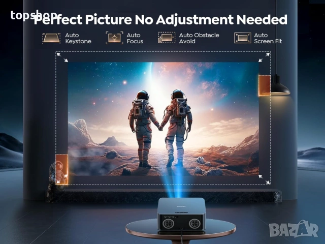Чисто нов с фолиата, перфектен Smart Проектор TOPTRO X9 – 4K Поддръжка, 1500 ANSI Lumens..., снимка 4 - Плейъри, домашно кино, прожектори - 54222116