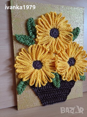 Пано плетени цветя , снимка 3 - Декорация за дома - 42312053