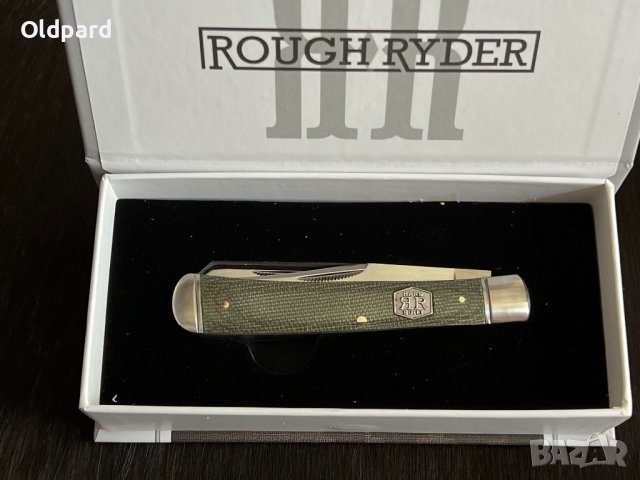 Колекционерски джобен сгъваем нож с две остриета RR Trapper Green Micarta. (RR1990), снимка 4 - Ножове - 42457667