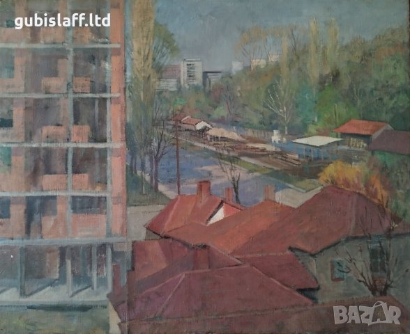 Картина, градски пейзаж, худ. Жечо Дунев (1926-1975)
