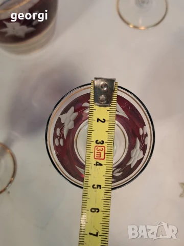 ретро сервиз за ракия цветно гравирано стъкло със златен кант, снимка 9 - Чаши - 50723370