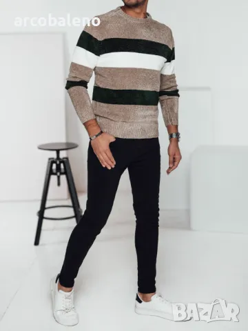 Мъжки пуловер на райе, 3цвята , снимка 3 - Пуловери - 48259762