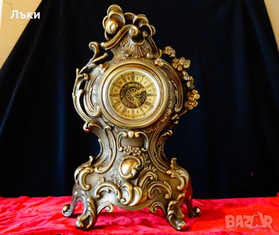Бронзов механичен каминен часовник,барок. , снимка 10 - Антикварни и старинни предмети - 31446709
