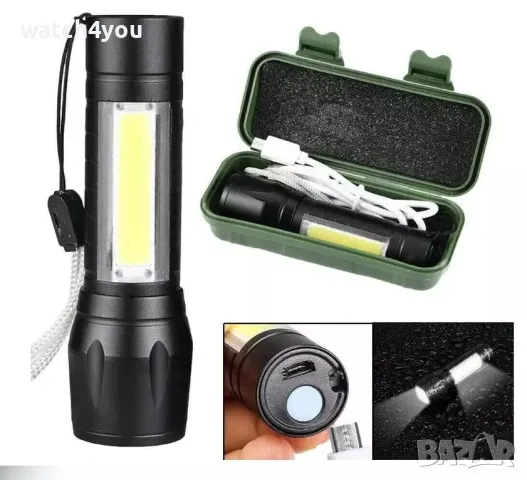 НОВ LED ФЕНЕР С 3 РЕЖИМА ПРЕЗАРЕЖДАЕМ USB КАБЕЛ.ДЖОБНО ЛЕД ФЕНЕРЧЕ ФЕНЕРИ FLASHLIGHT FENERCHE FENER, снимка 2 - Друга електроника - 50258411