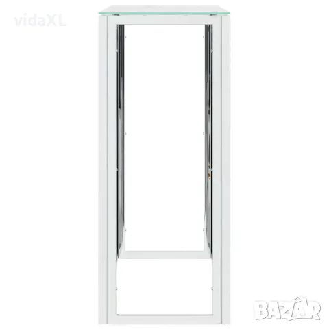 vidaXL Конзолна маса 110x30x70 cм неръждаема стомана и стъкло, снимка 4 - Маси - 56147198
