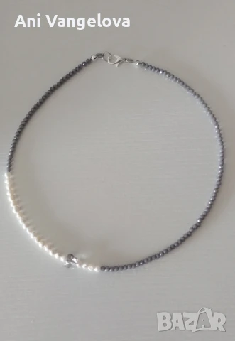 Колие-чокър с естествени перли, снимка 5 - Колиета, медальони, синджири - 50962073