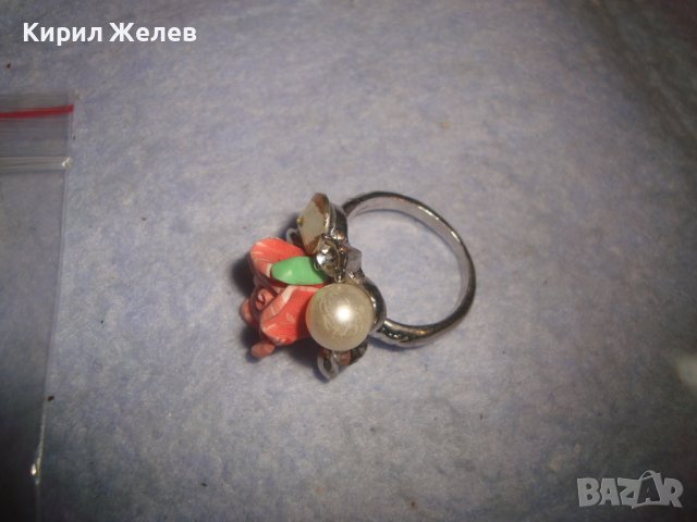 Прекрасен нежен флорален АРТ ПРЪСТЕН РОЗА с ПЕРЛА и КРИСТАЛИ и БЯЛА ПОЗЛАТА 21074, снимка 12 - Пръстени - 37451987