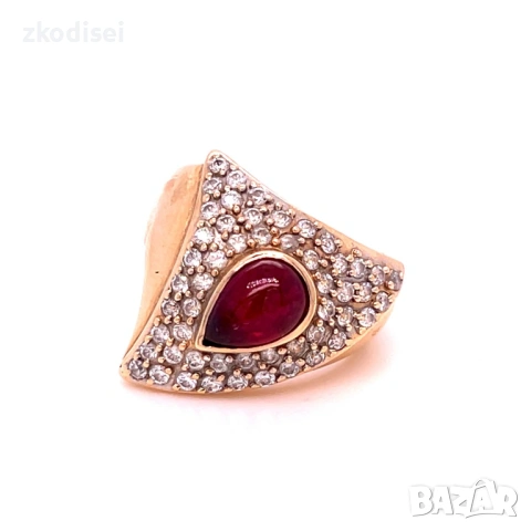 Златен дамски пръстен с рубин 6,65гр. размер:53 14кр. проба:585 модел:22801-1