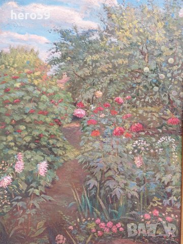 Маслена картина-В градината(В саду)художник-Орлик Леонтий Иванович 1936 - 2012 г., снимка 7 - Картини - 37879371